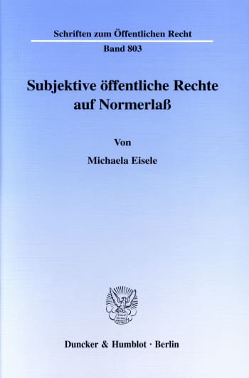 Cover: Subjektive öffentliche Rechte auf Normerlaß