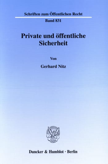 Cover: Private und öffentliche Sicherheit