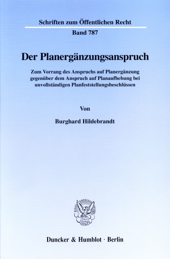 Cover: Der Planergänzungsanspruch