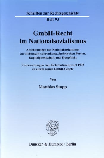 Cover: GmbH-Recht im Nationalsozialismus