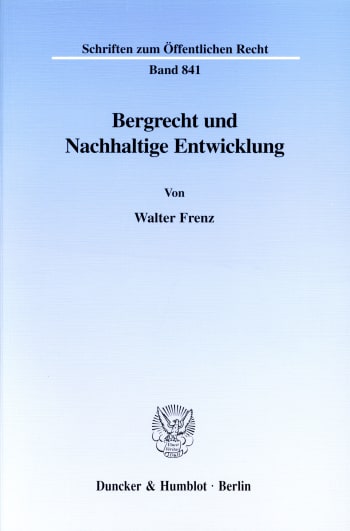 Cover: Bergrecht und Nachhaltige Entwicklung