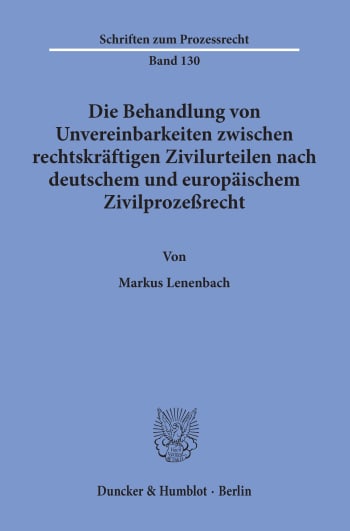 Cover: Die Behandlung von Unvereinbarkeiten zwischen rechtskräftigen Zivilurteilen nach deutschem und europäischem Zivilprozeßrecht