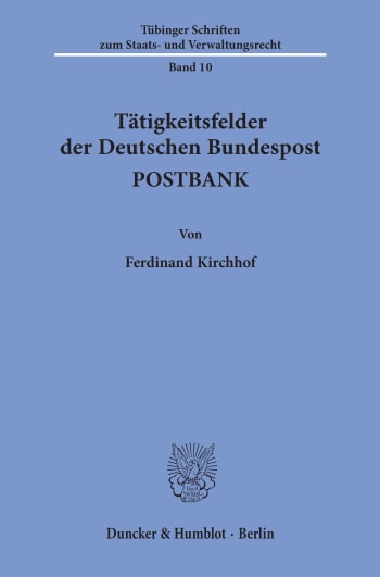 Cover: Tätigkeitsfelder der Deutschen Bundespost POSTBANK