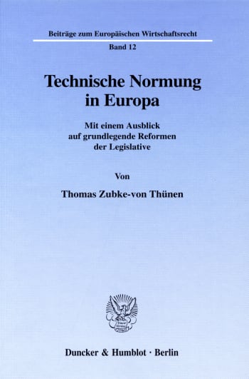 Cover: Technische Normung in Europa