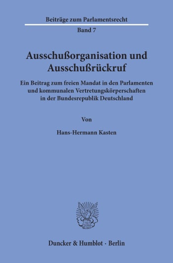 Cover: Ausschußorganisation und Ausschußrückruf