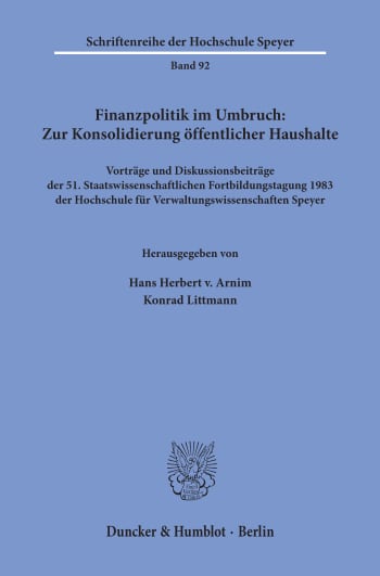 Cover: Finanzpolitik im Umbruch: Zur Konsolidierung öffentlicher Haushalte