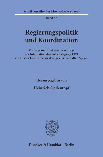 Cover: Regierungspolitik und Koordination