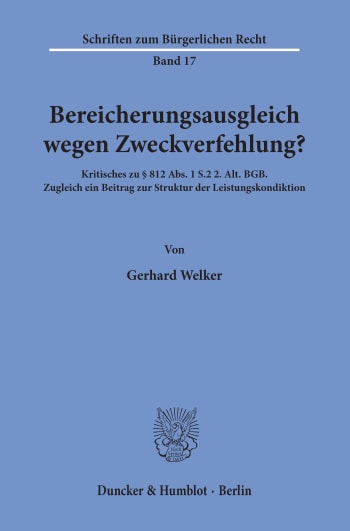 Cover: Bereicherungsausgleich wegen Zweckverfehlung?