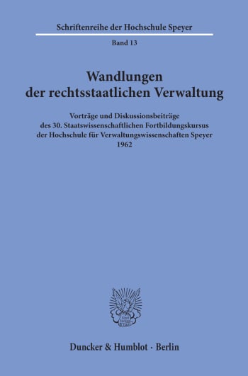 Cover: Wandlungen der rechtsstaatlichen Verwaltung