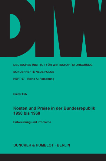 Cover: Kosten und Preise in der Bundesrepublik 1950 bis 1960