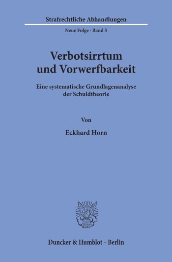 Cover: Verbotsirrtum und Vorwerfbarkeit