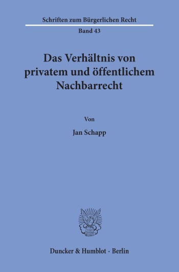 Cover: Das Verhältnis von privatem und öffentlichem Nachbarrecht