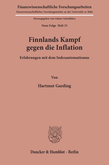 Cover: Finnlands Kampf gegen die Inflation