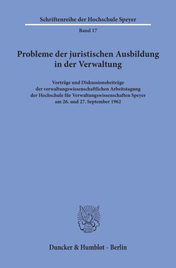 Cover: Probleme der juristischen Ausbildung in der Verwaltung