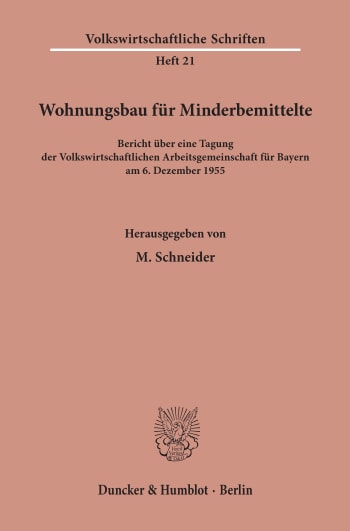 Cover: Wohnungsbau für Minderbemittelte