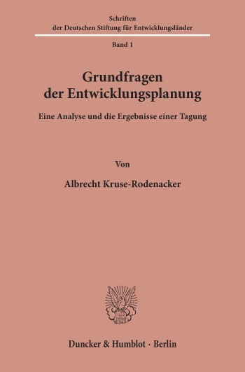 Cover: Grundfragen der Entwicklungsplanung