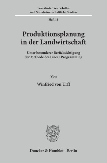 Cover: Produktionsplanung in der Landwirtschaft