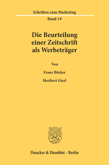 Cover: Die Beurteilung einer Zeitschrift als Werbeträger