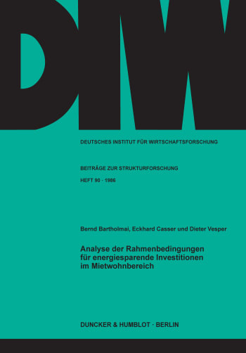 Cover: Analyse der Rahmenbedingungen für energiesparende Investitionen im Mietwohnbereich