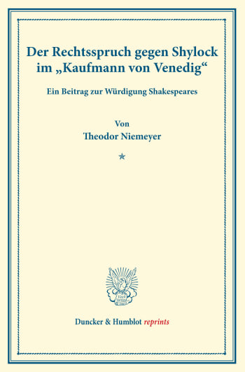 Cover: Der Rechtsspruch gegen Shylock im »Kaufmann von Venedig«