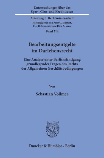 Cover: Bearbeitungsentgelte im Darlehensrecht