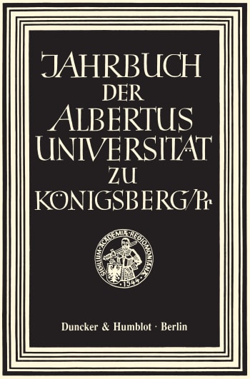 Cover: Jahrbuch der Albertus-Universität zu Königsberg/Pr