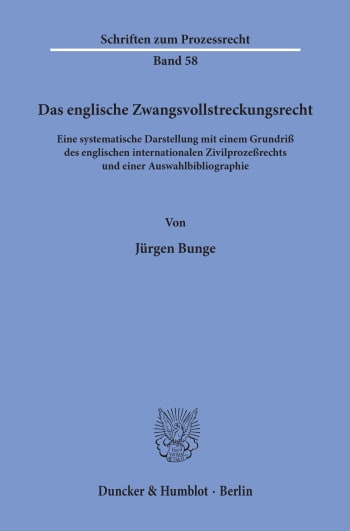 Cover: Das englische Zwangsvollstreckungsrecht