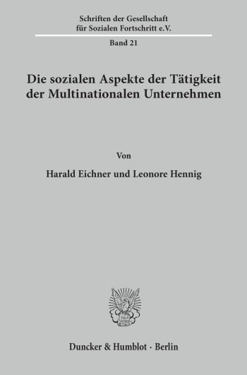 Cover: Die sozialen Aspekte der Tätigkeit der Multinationalen Unternehmen