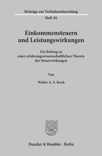 Cover: Einkommensteuern und Leistungswirkungen