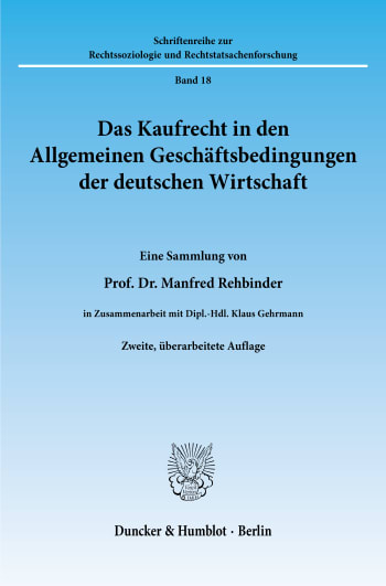 Cover: Das Kaufrecht in den Allgemeinen Geschäftsbedingungen der deutschen Wirtschaft