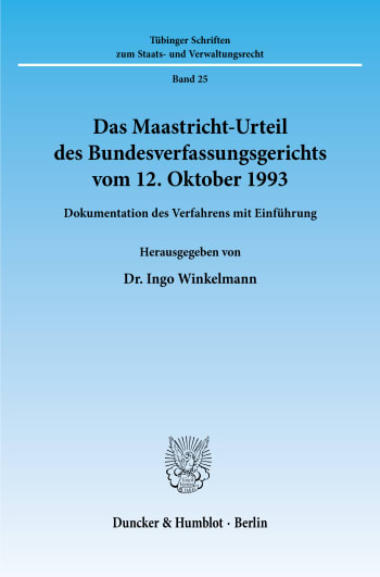 Cover: Das Maastricht-Urteil des Bundesverfassungsgerichts vom 12. Oktober 1993