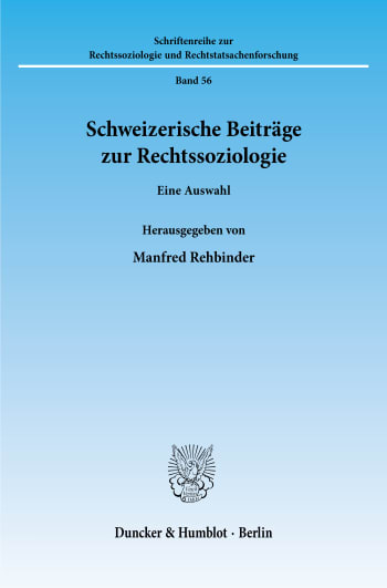 Cover: Schweizerische Beiträge zur Rechtssoziologie