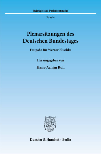 Cover: Plenarsitzungen des Deutschen Bundestages