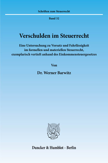 Cover: Verschulden im Steuerrecht