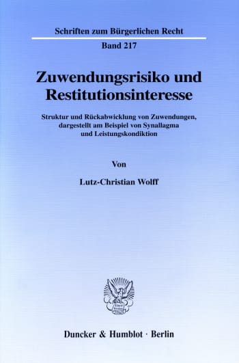 Cover: Zuwendungsrisiko und Restitutionsinteresse