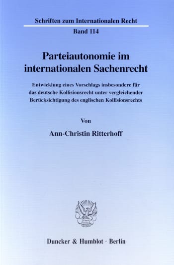 Cover: Parteiautonomie im internationalen Sachenrecht