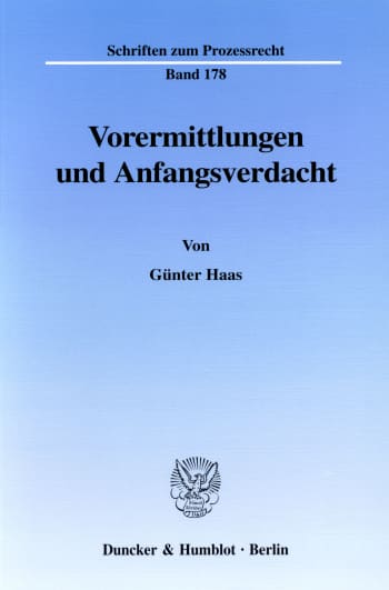 Cover: Vorermittlungen und Anfangsverdacht