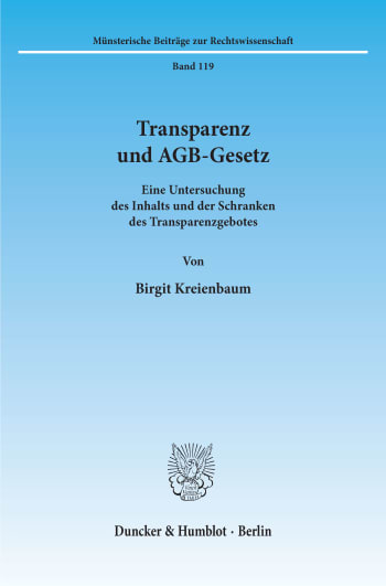 Cover: Transparenz und AGB-Gesetz