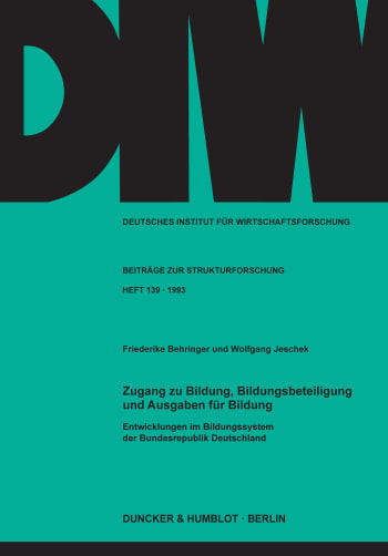 Cover: Zugang zu Bildung, Bildungsbeteiligung und Ausgaben für Bildung. Entwicklungen im Bildungssystem der Bundesrepublik Deutschland