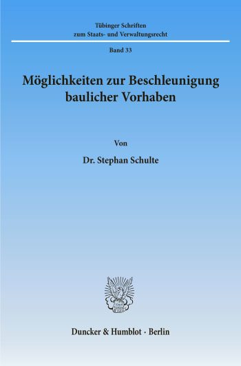 Cover: Möglichkeiten zur Beschleunigung baulicher Vorhaben