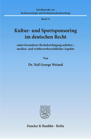 Cover: Kultur- und Sportsponsoring im deutschen Recht