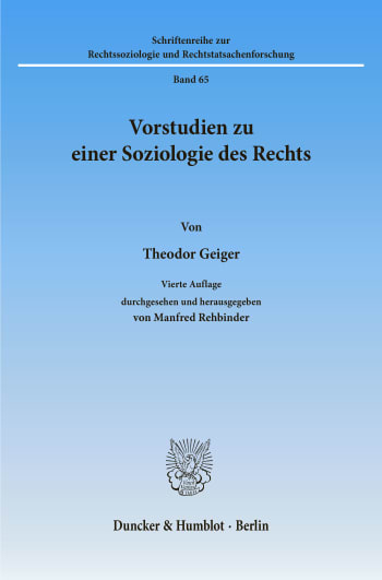 Cover: Vorstudien zu einer Soziologie des Rechts