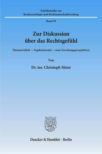 Cover: Zur Diskussion über das Rechtsgefühl