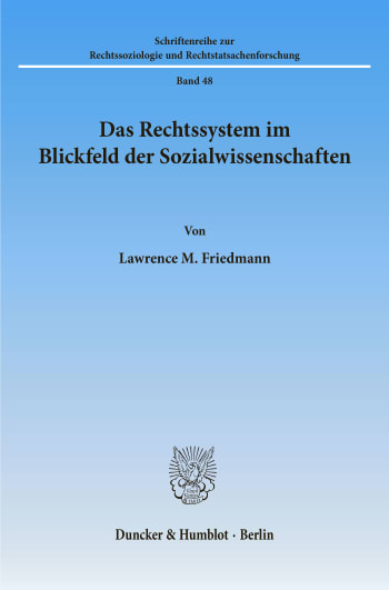 Cover: Das Rechtssystem im Blickfeld der Sozialwissenschaften