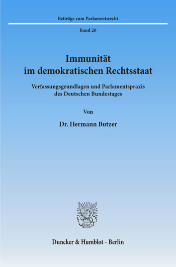 Cover: Immunität im demokratischen Rechtsstaat