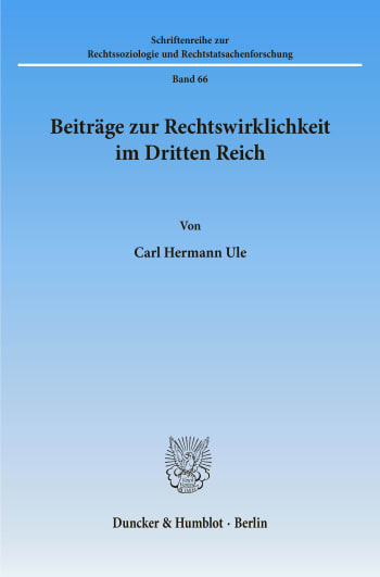 Cover: Beiträge zur Rechtswirklichkeit im Dritten Reich