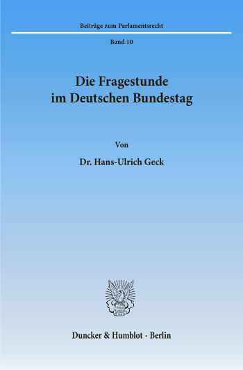 Cover: Die Fragestunde im Deutschen Bundestag