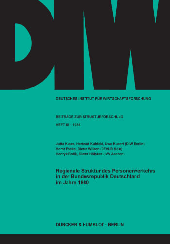 Cover: Regionale Struktur des Personenverkehrs in der Bundesrepublik Deutschland im Jahre 1980