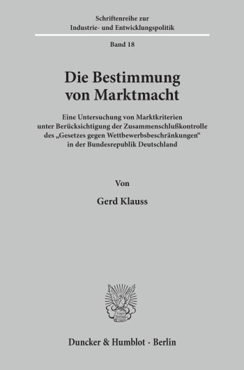 Cover: Die Bestimmung von Marktmacht