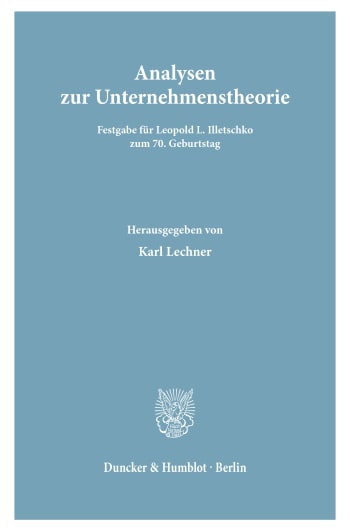 Cover: Analysen zur Unternehmenstheorie